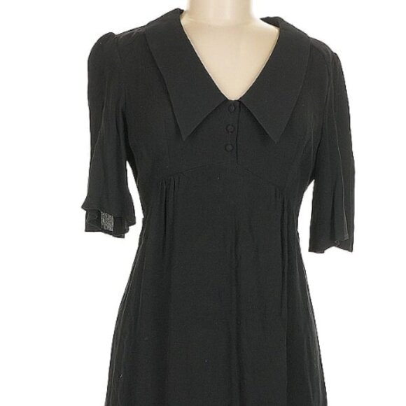 BASH ba&sh Viscose Peyton Collared Noir Short Sleeve Lady Dress Sz. 2 - Picture 4 of 4